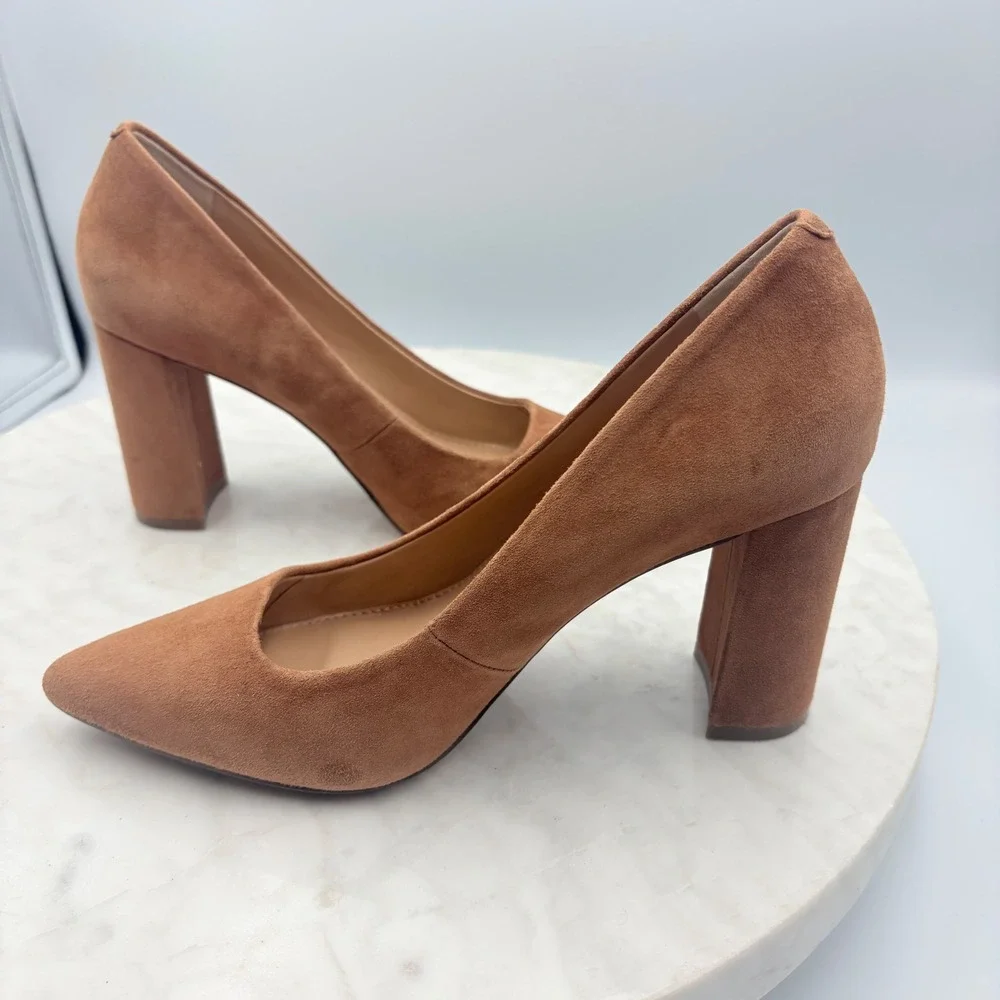 Banana Republic Block Heel Pumps Womens 5.5 Brown Suede Point Toe Office Classic